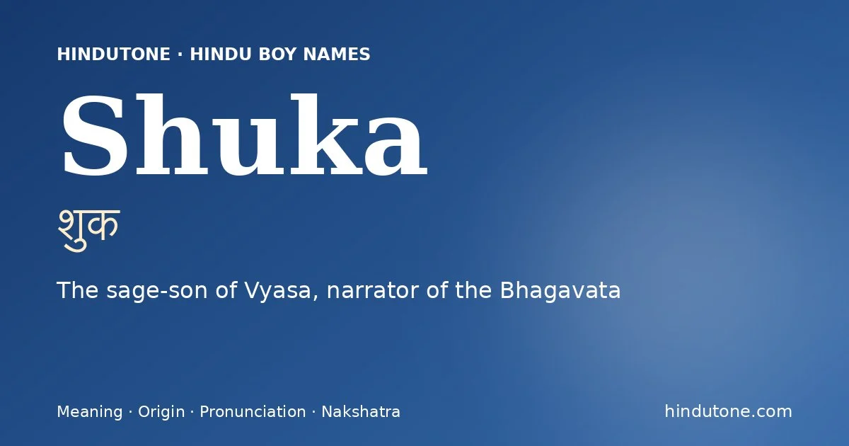 Shuka — Hindu Boy Names with S