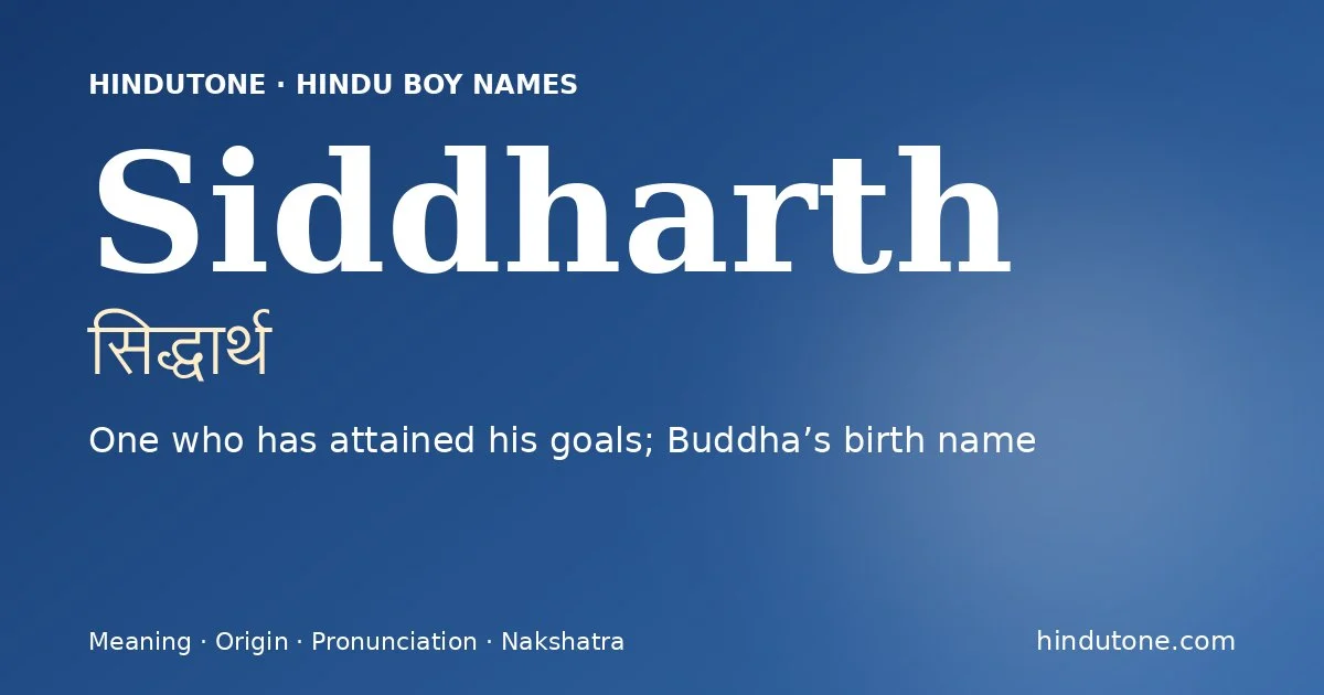 Siddharth — Hindu Boy Names with S