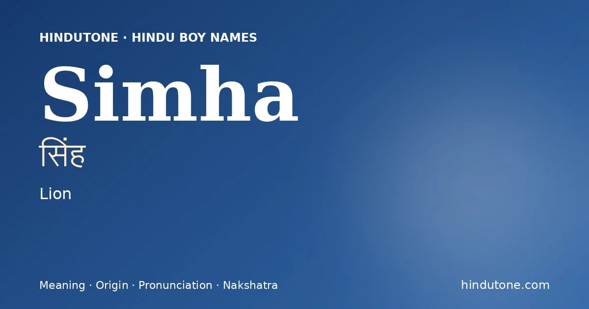 Simha — Hindu Boy Names with S