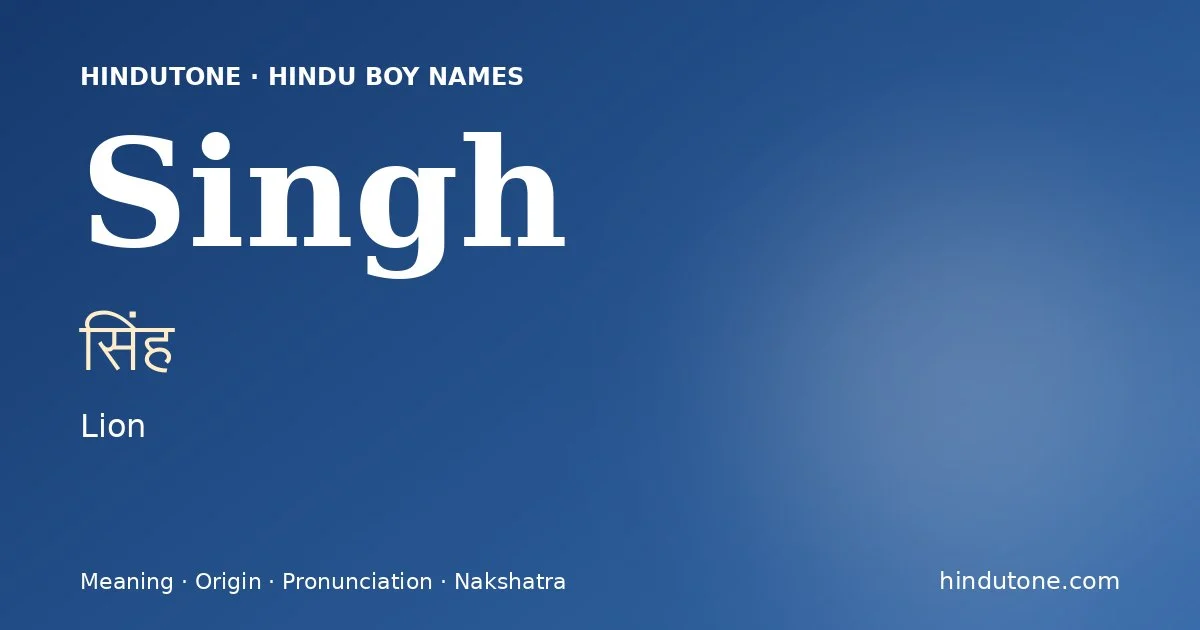 Singh — Hindu Boy Names with S