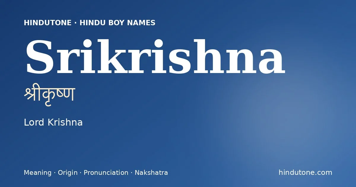 Srikrishna — Hindu Boy Names with S