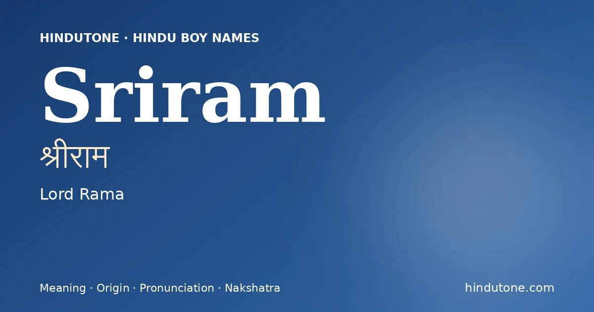 Sriram — Hindu Boy Names with S