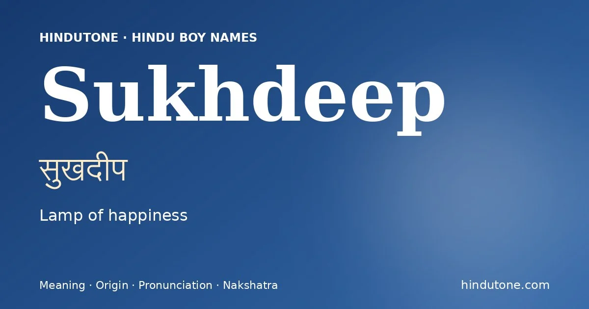 Sukhdeep — Hindu Boy Names with S