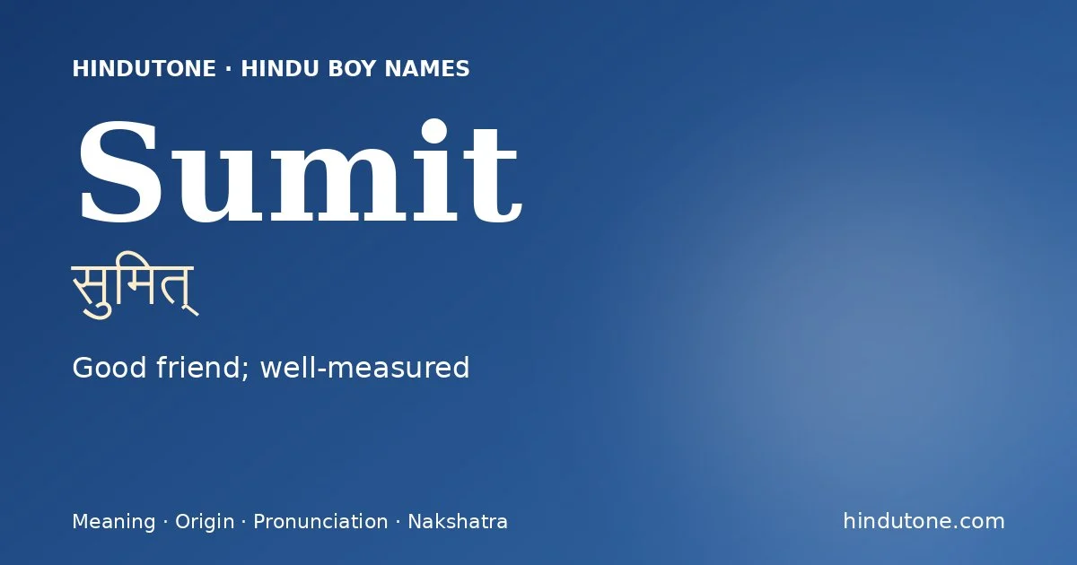 Sumit — Hindu Boy Names with S
