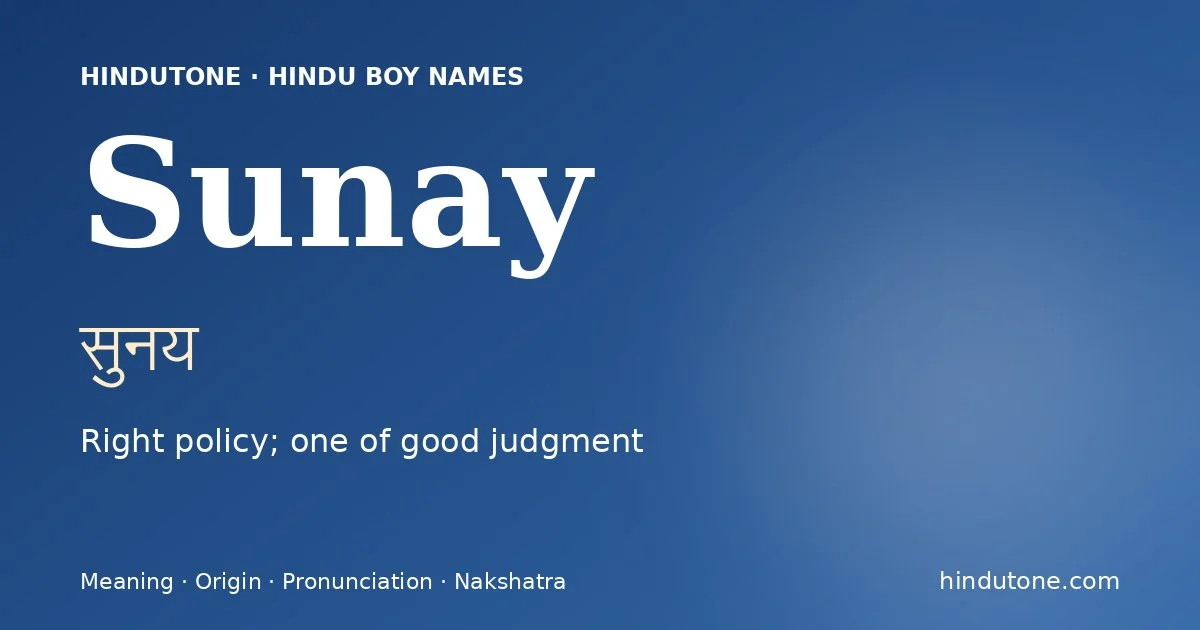 Sunay — Hindu Boy Names with S
