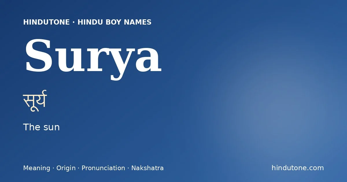 Surya — Hindu Boy Names with S