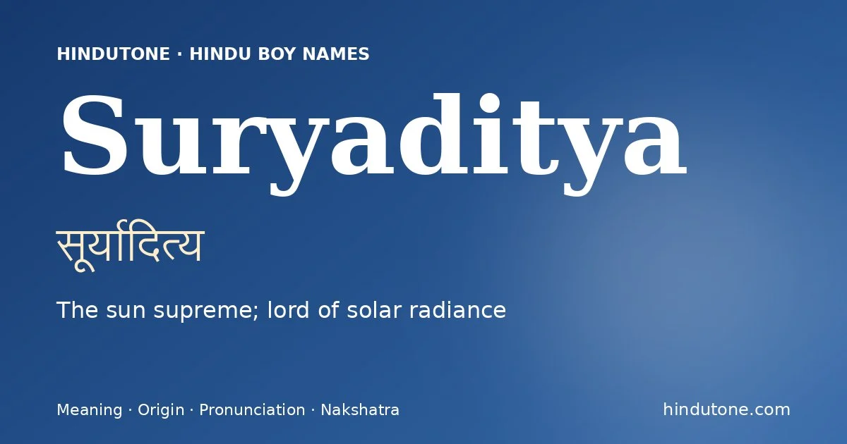 Suryaditya — Hindu Boy Names with S