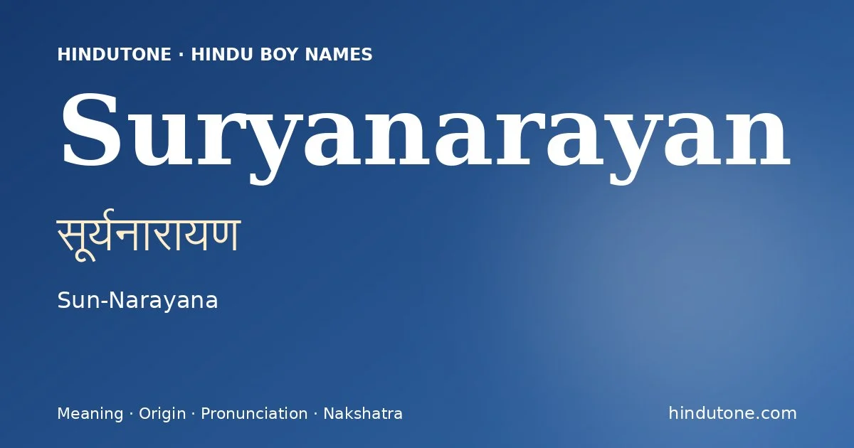 Suryanarayan — Hindu Boy Names with S