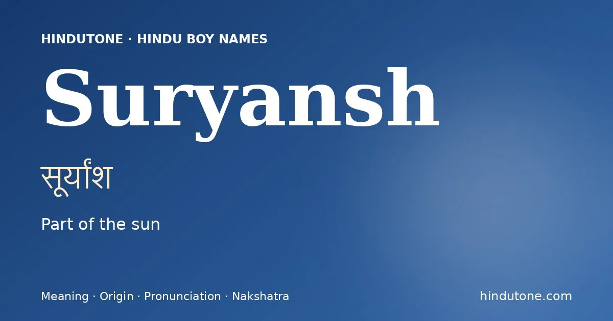 Suryansh — Hindu Boy Names with S