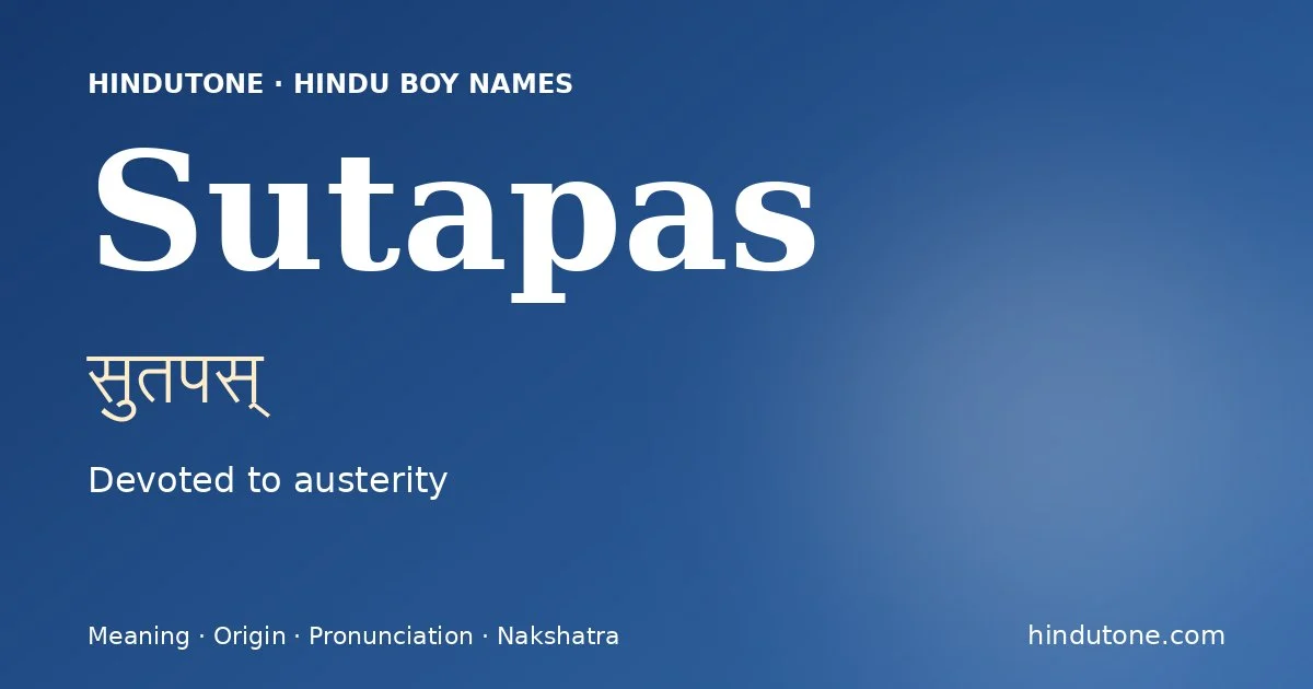 Sutapas — Hindu Boy Names with S