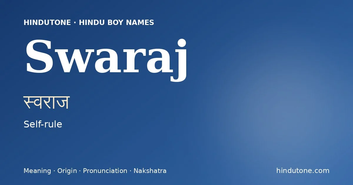 Swaraj — Hindu Boy Names with S