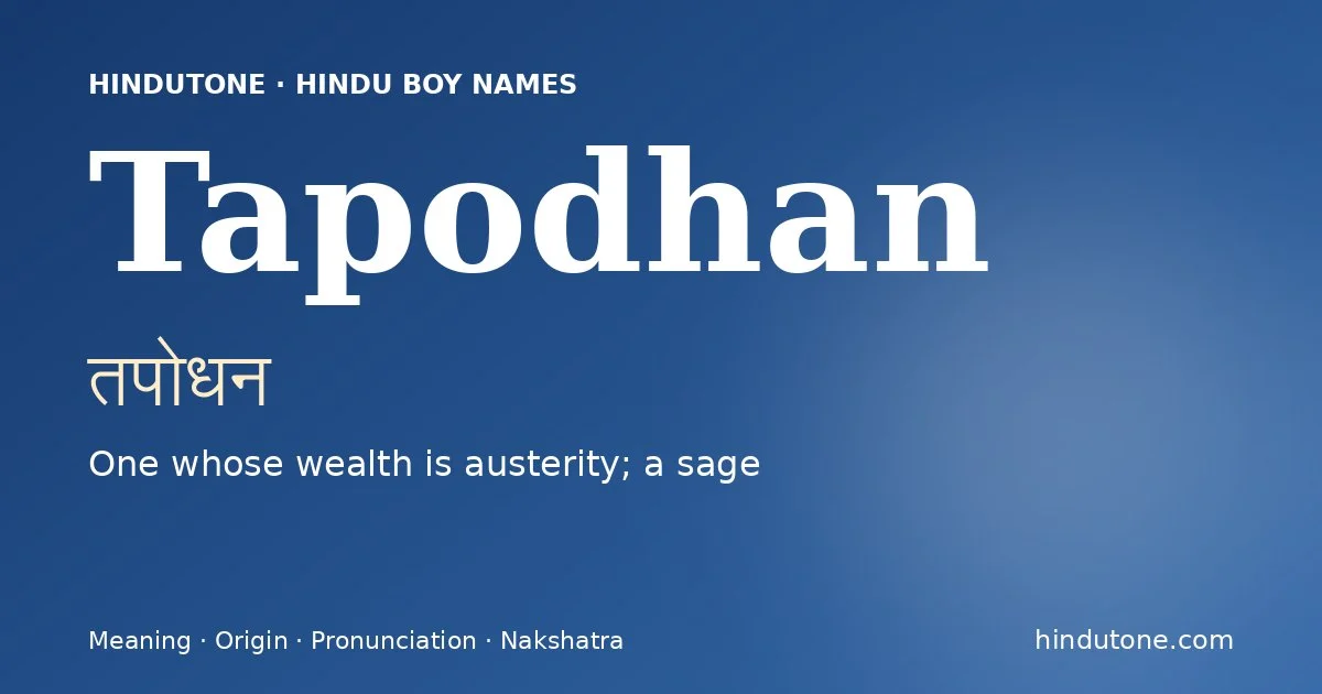 Tapodhan — Hindu Boy Names with T