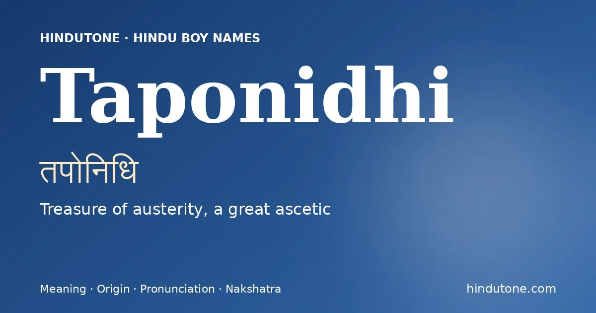 Taponidhi — Hindu Boy Names with T