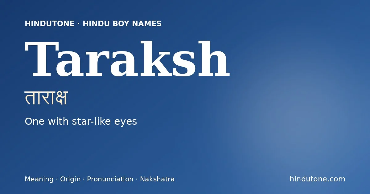 Taraksh — Hindu Boy Names with T