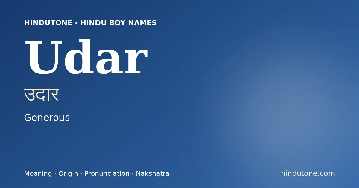Udar — Hindu Boy Names with U