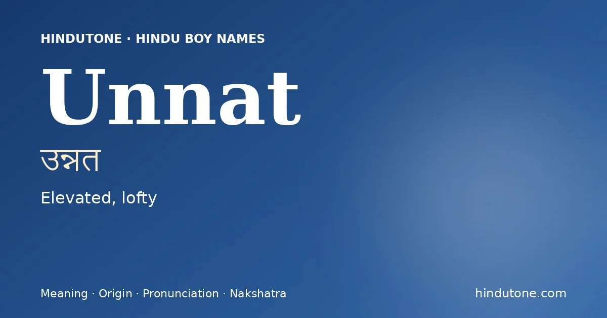 Unnat — Hindu Boy Names with U
