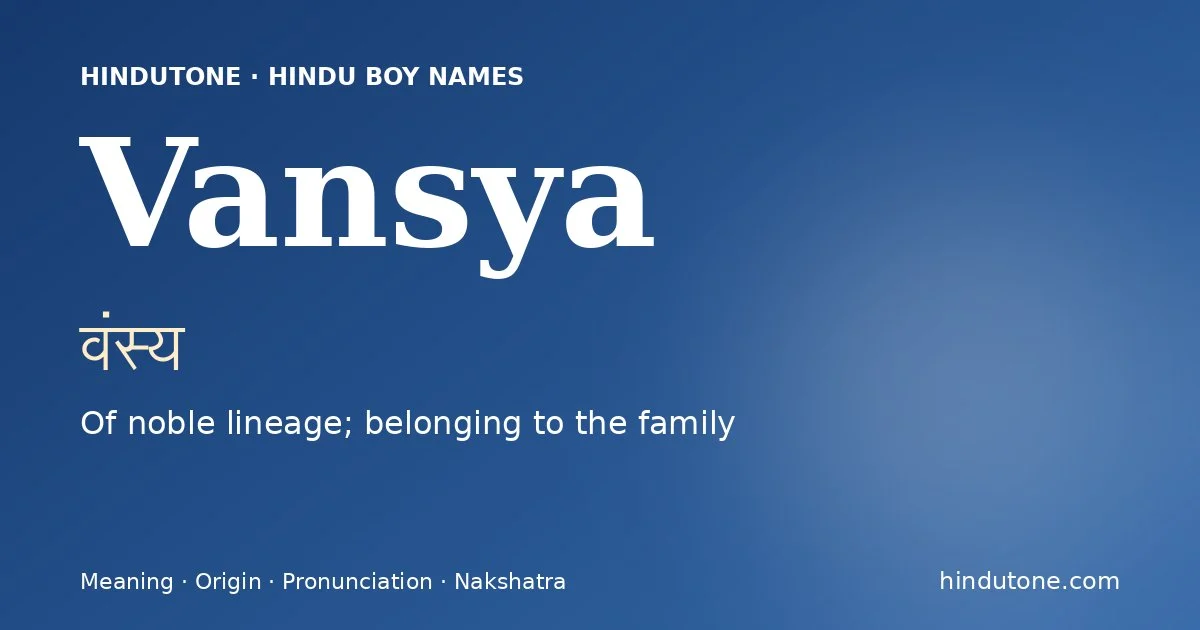 Vansya — Hindu Boy Names with V