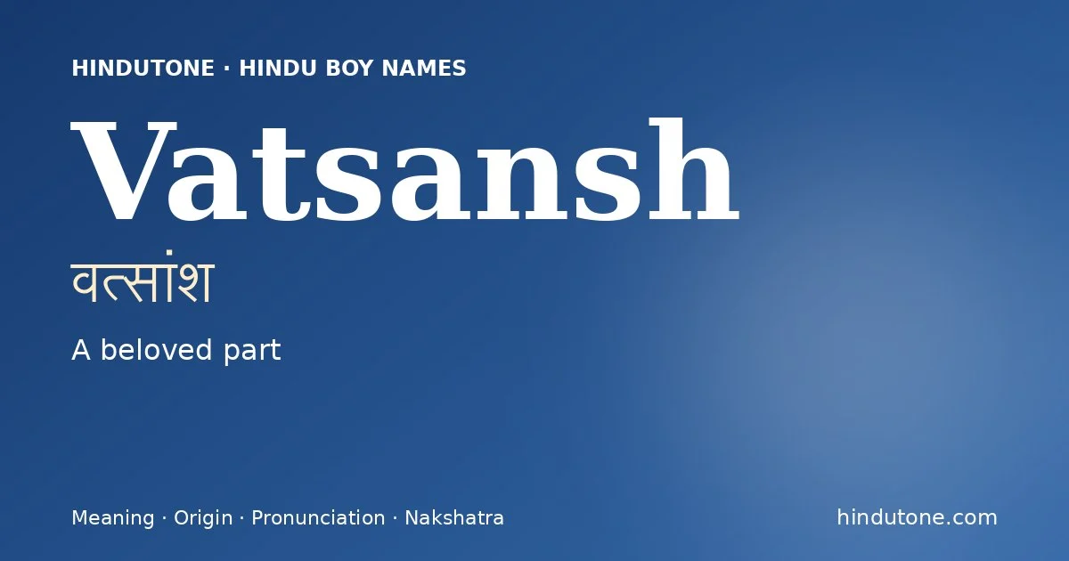 Vatsansh — Hindu Boy Names with V
