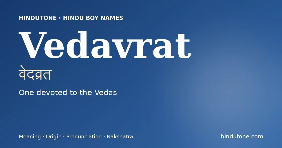 Vedavrat — Hindu Boy Names with V