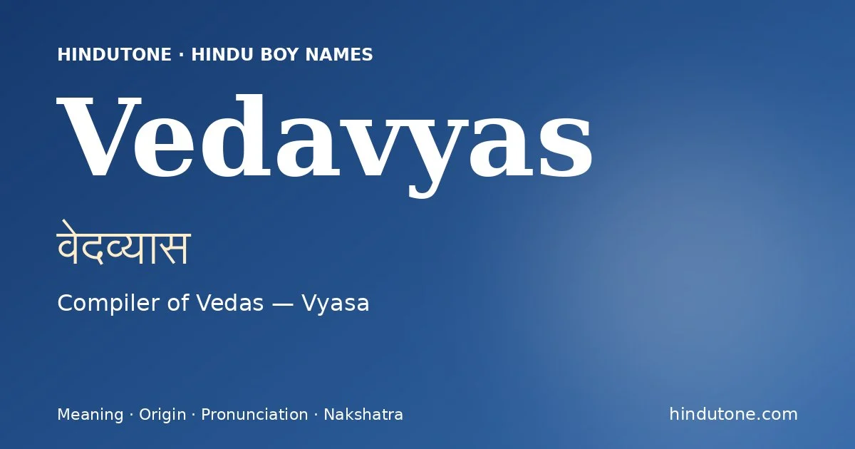 Vedavyas — Hindu Boy Names with V