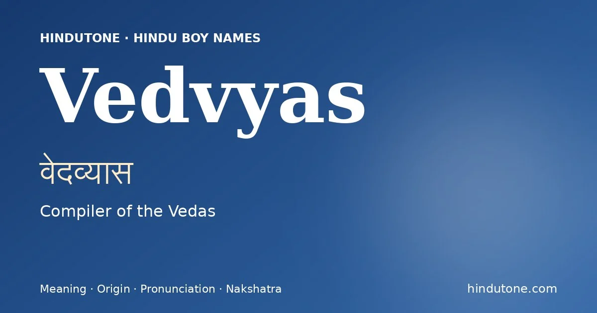 Vedvyas — Hindu Boy Names with V