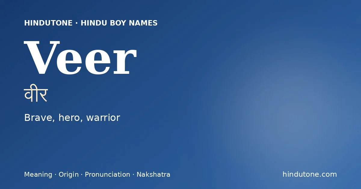 Veer — Hindu Boy Names with V