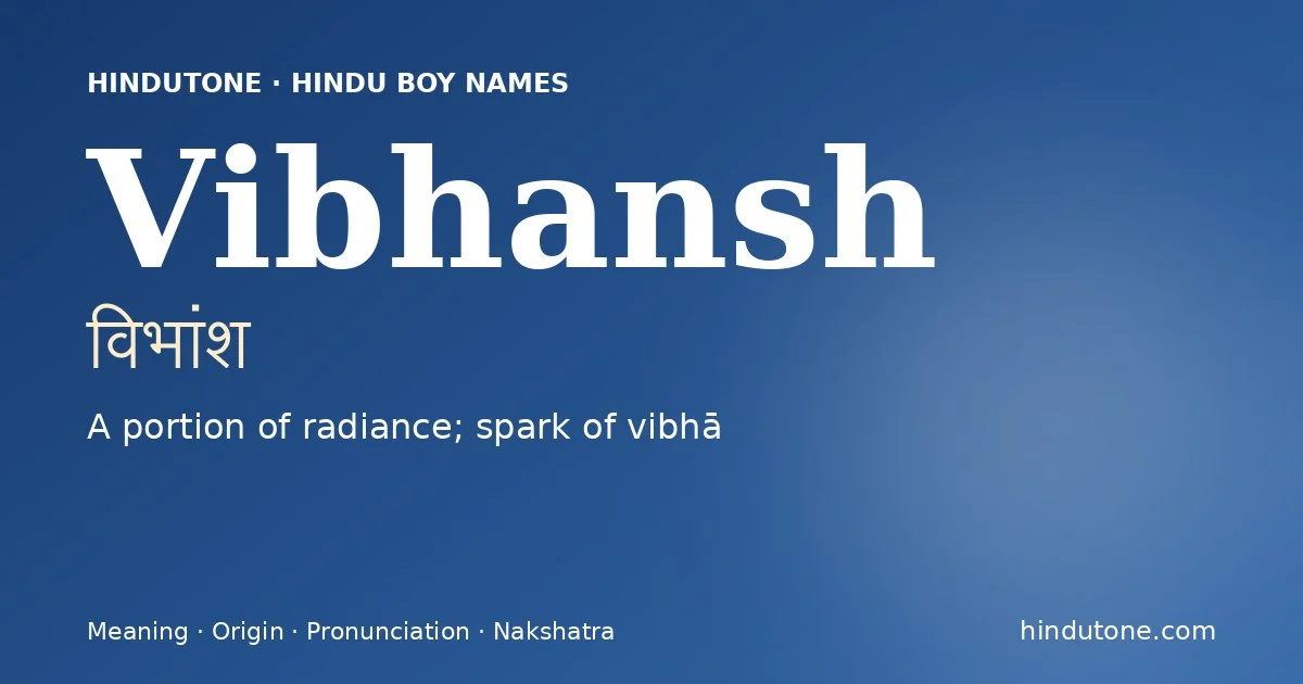 Vibhansh — Hindu Boy Names with V