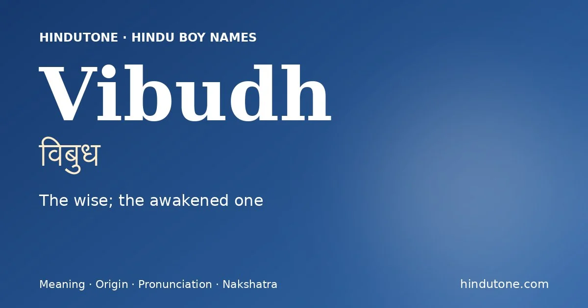 Vibudh — Hindu Boy Names with V