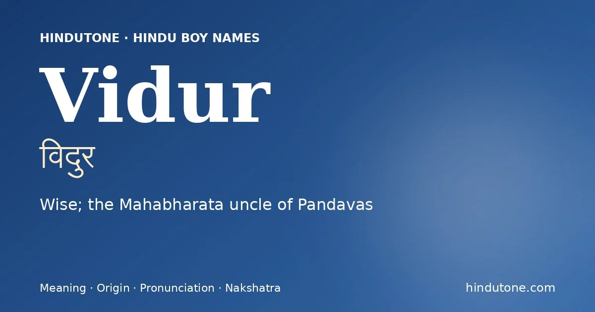 Vidur — Hindu Boy Names with V