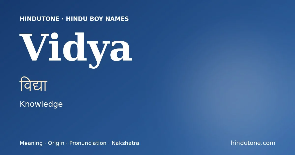 Vidya — Hindu Boy Names with V
