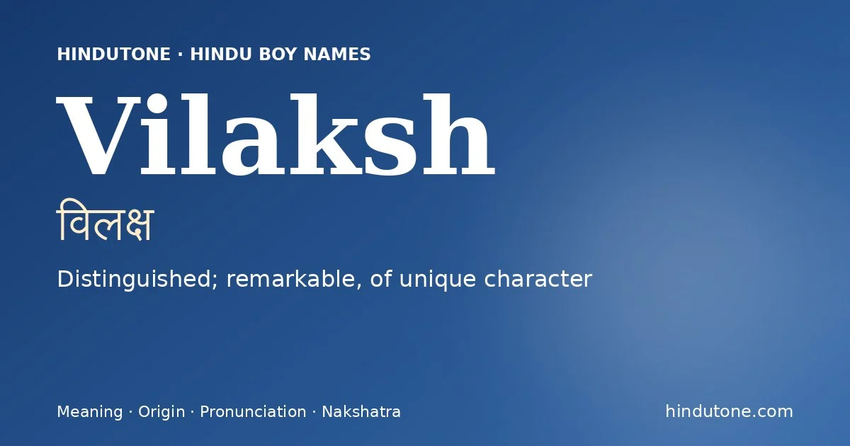 Vilaksh — Hindu Boy Names with V