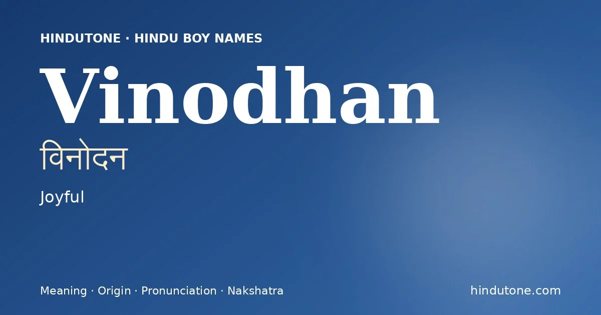 Vinodhan — Hindu Boy Names with V