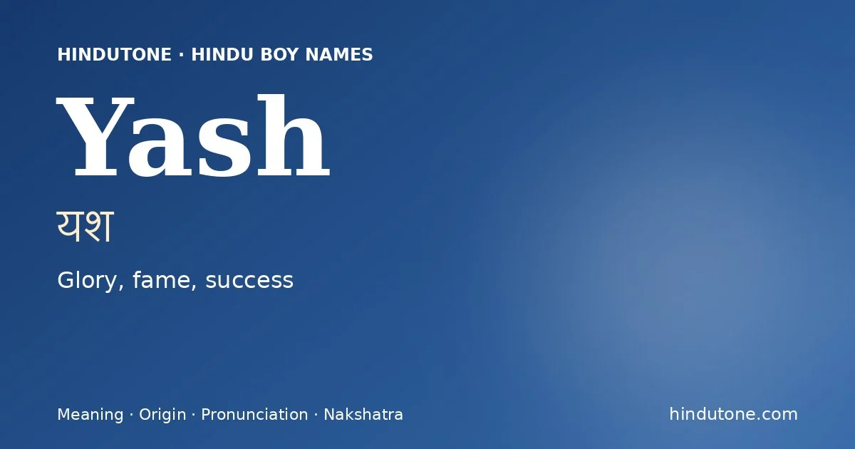 Yash — Hindu Boy Names with Y