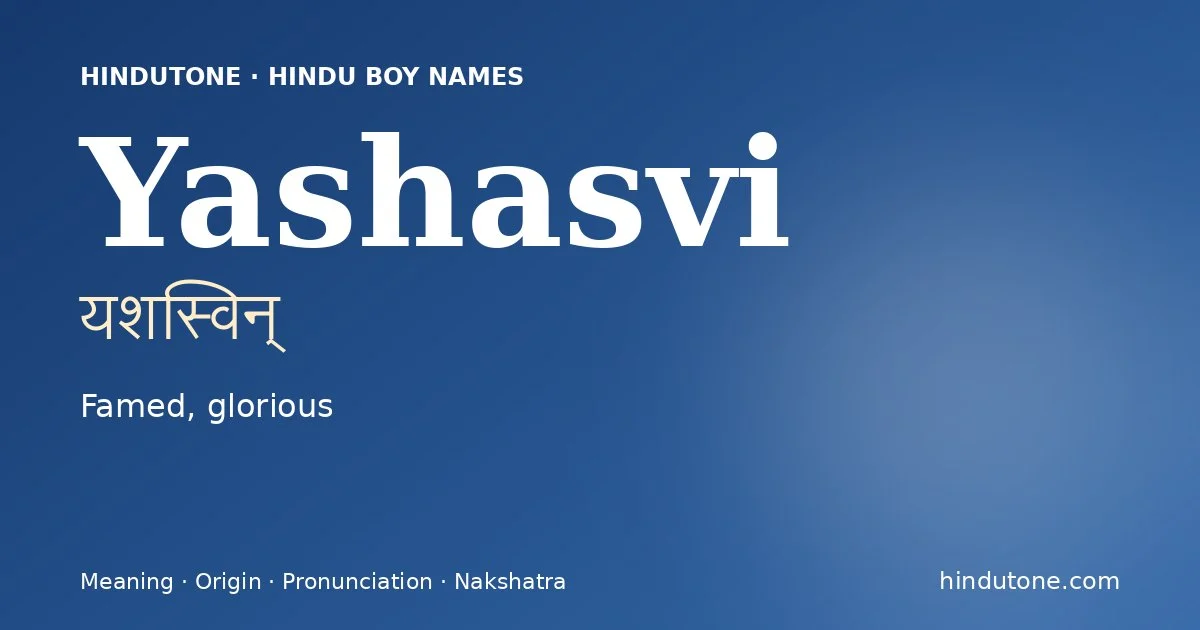 Yashasvi — Hindu Boy Names with Y