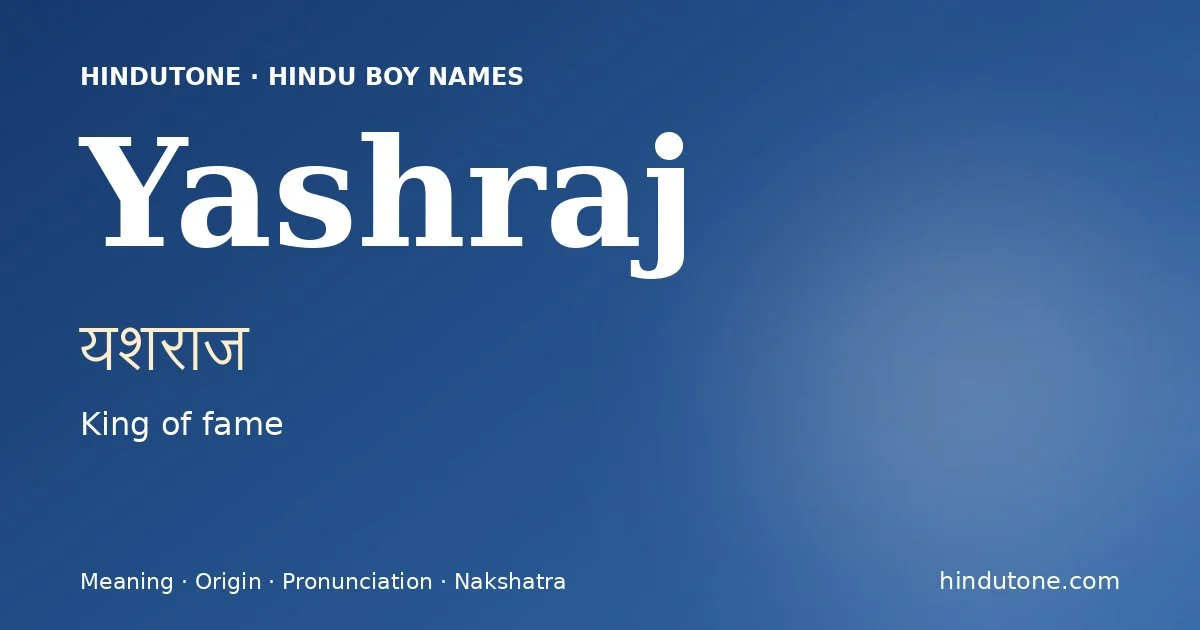 Yashraj — Hindu Boy Names with Y