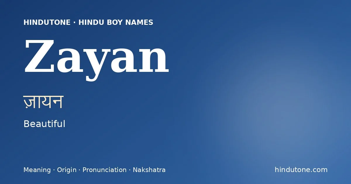 Zayan — Hindu Boy Names with Z