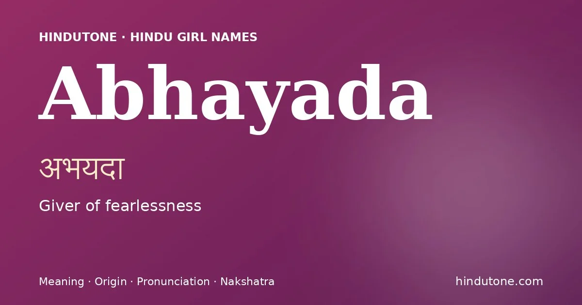 Abhayada — Hindu Girl Names with A