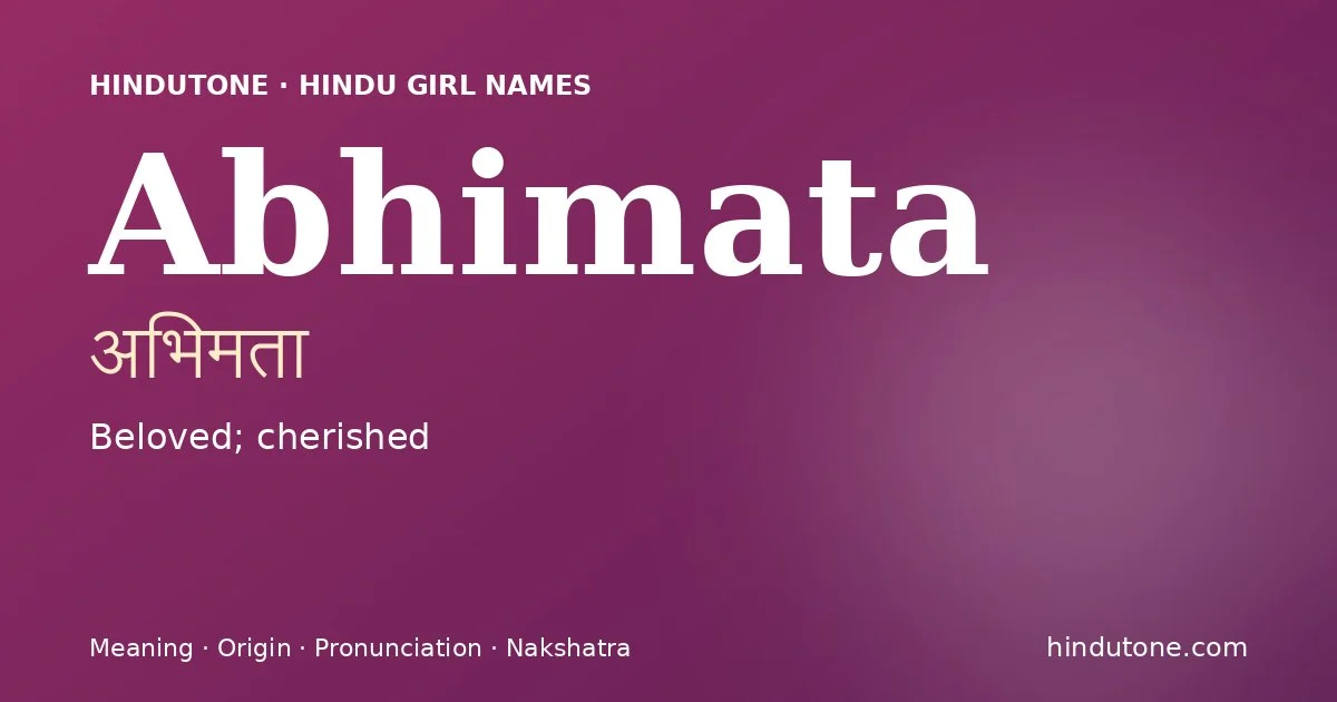 Abhimata — Hindu Girl Names with A