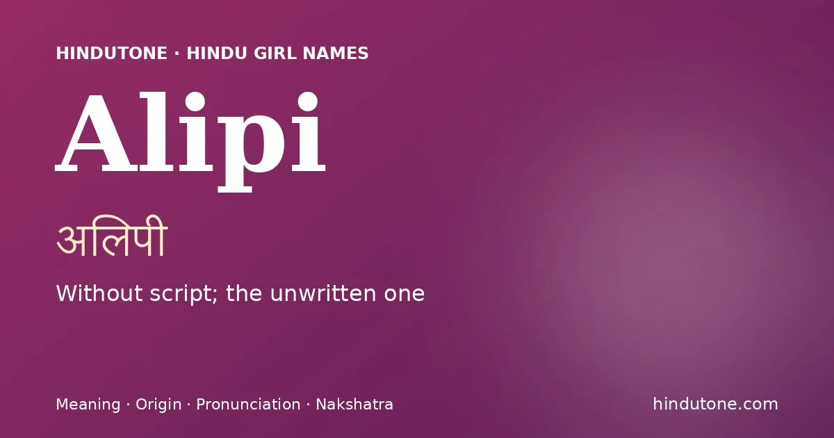 Alipi — Hindu Girl Names with A