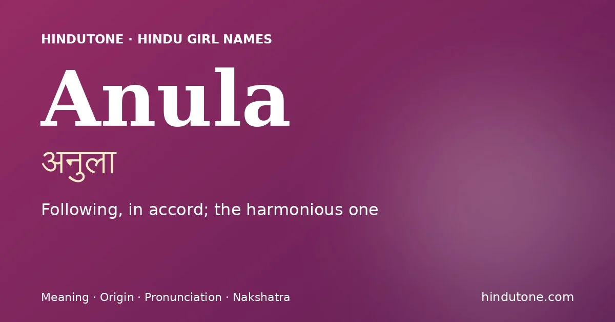 Anula — Hindu Girl Names with A