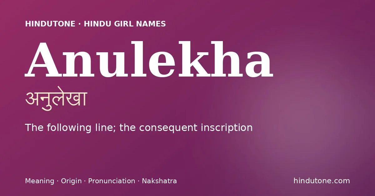 Anulekha — Hindu Girl Names with A