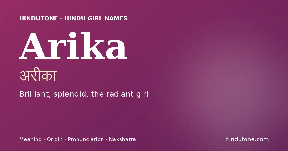Arika — Hindu Girl Names with A