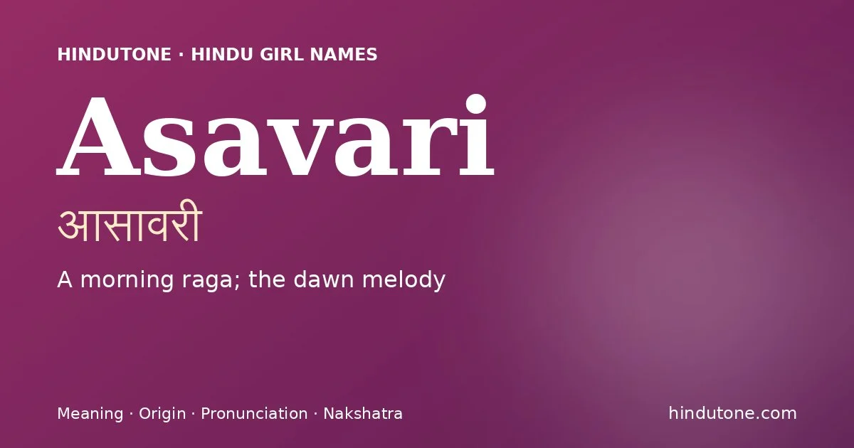 Asavari — Hindu Girl Names with A