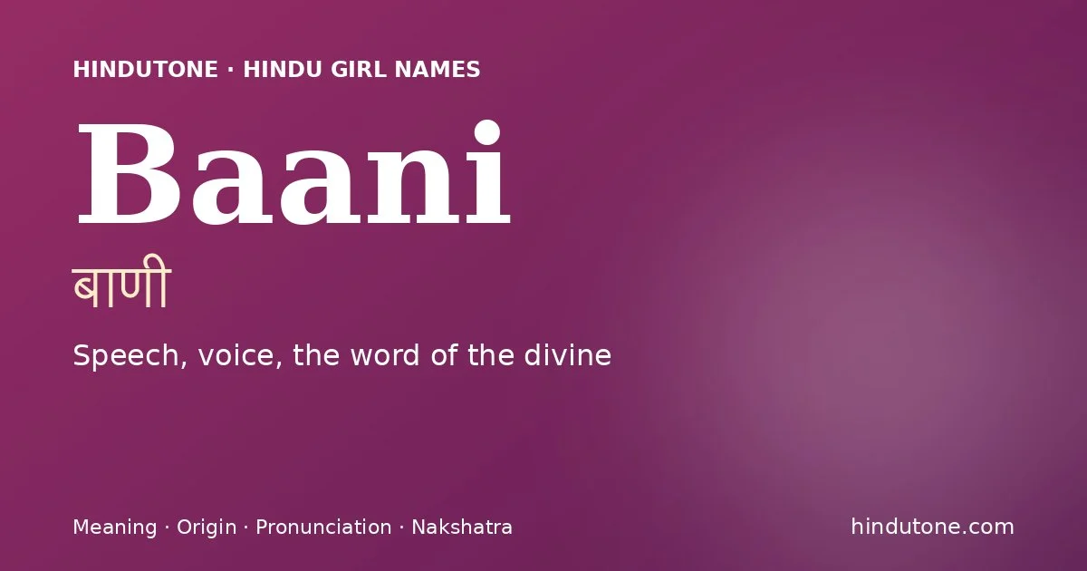 Baani — Hindu Girl Names with B
