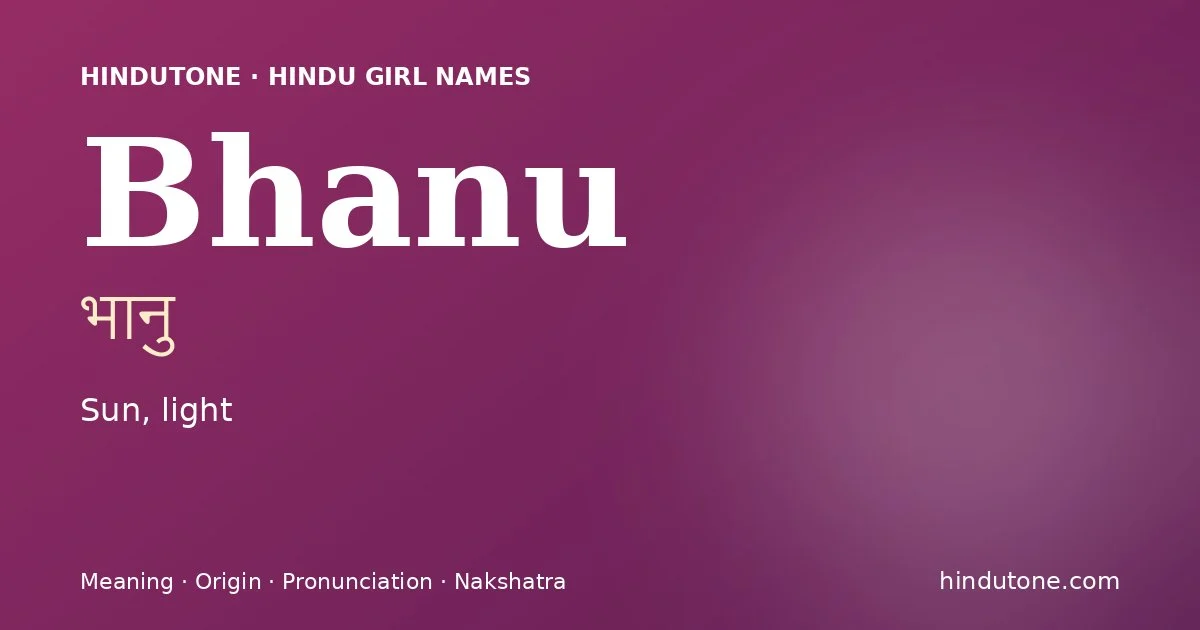 Bhanu — Hindu Girl Names with B