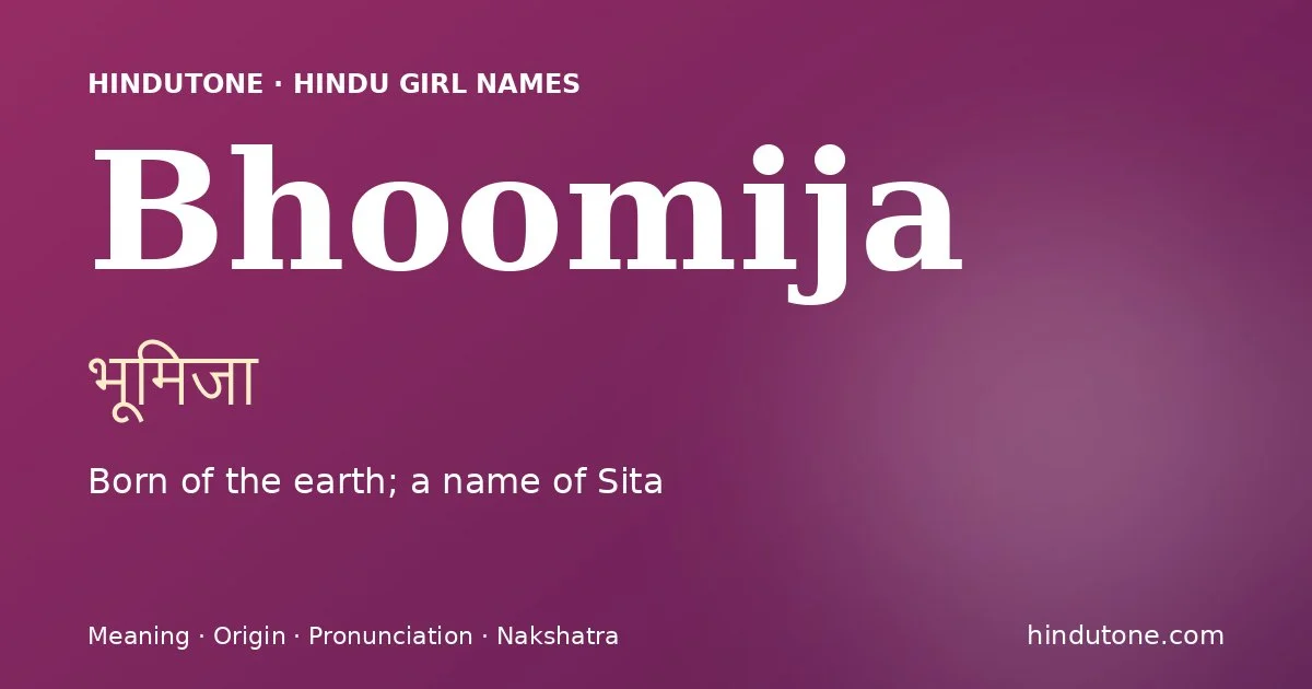 Bhoomija — Hindu Girl Names with B
