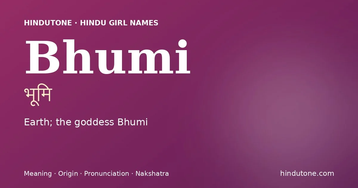 Bhumi — Hindu Girl Names with B