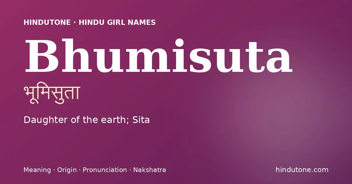 Bhumisuta — Hindu Girl Names with B