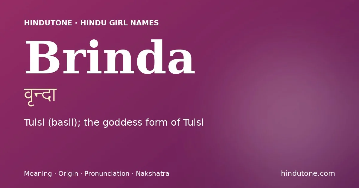Brinda — Hindu Girl Names with B