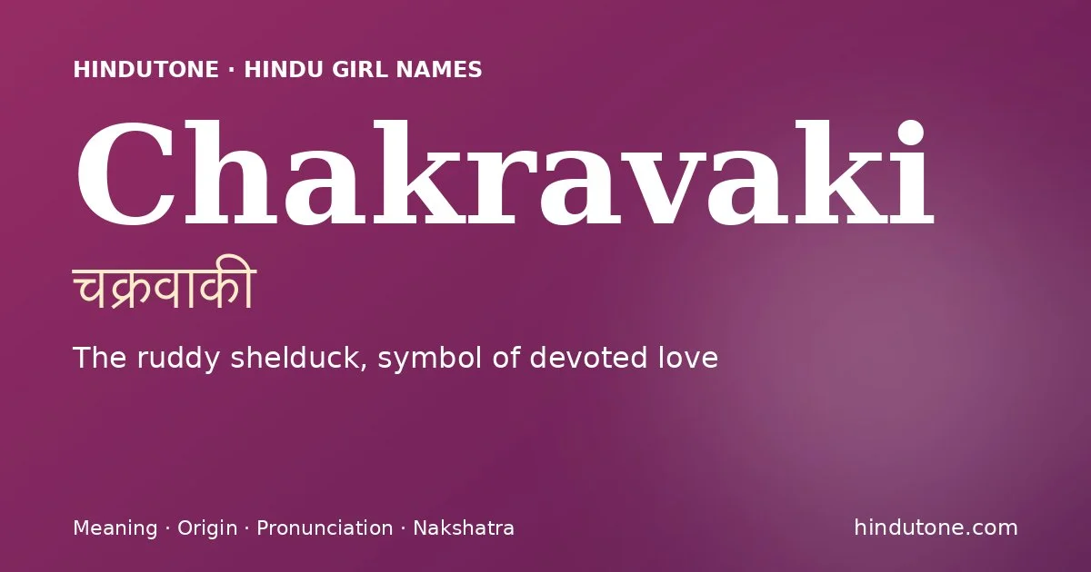 Chakravaki — Hindu Girl Names with C